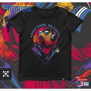 Music Capybara Tshirt For Women Summer Trendy Tee